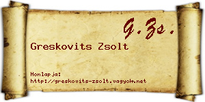 Greskovits Zsolt névjegykártya
